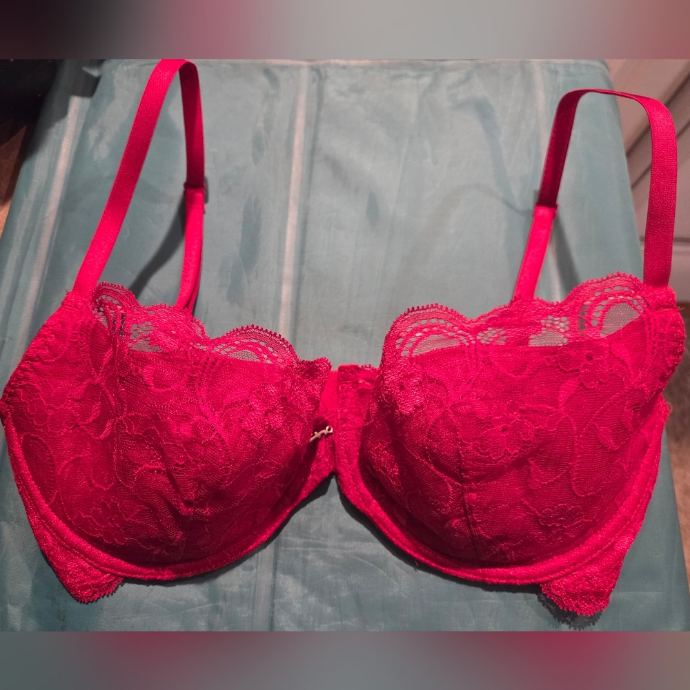 Fredricks Of Hollywood Lace Underwire Bra - Red